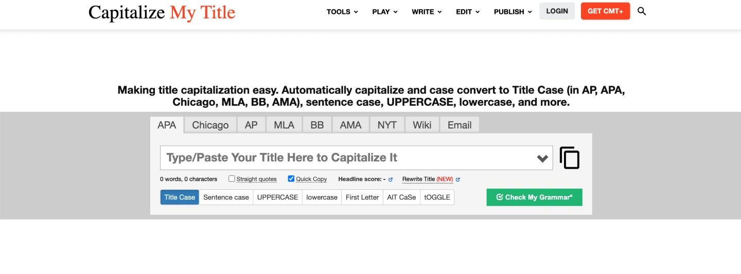 capitalize my title