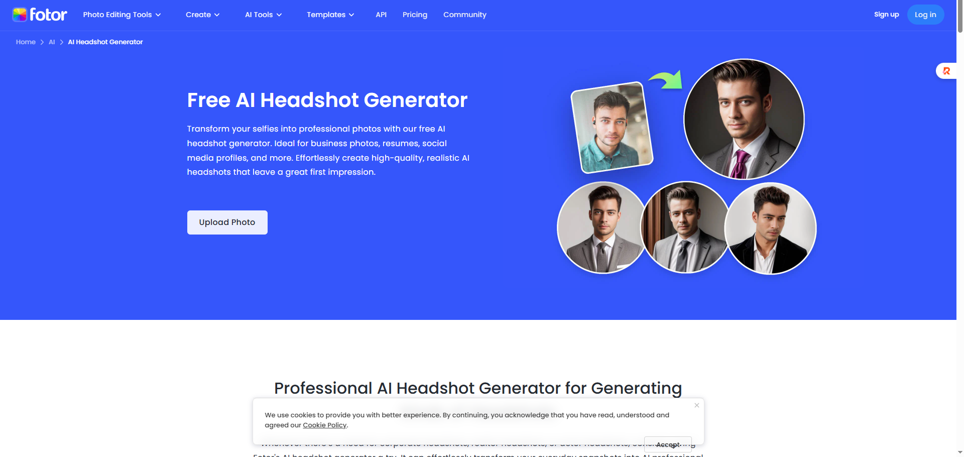 fotor ai headshot generator