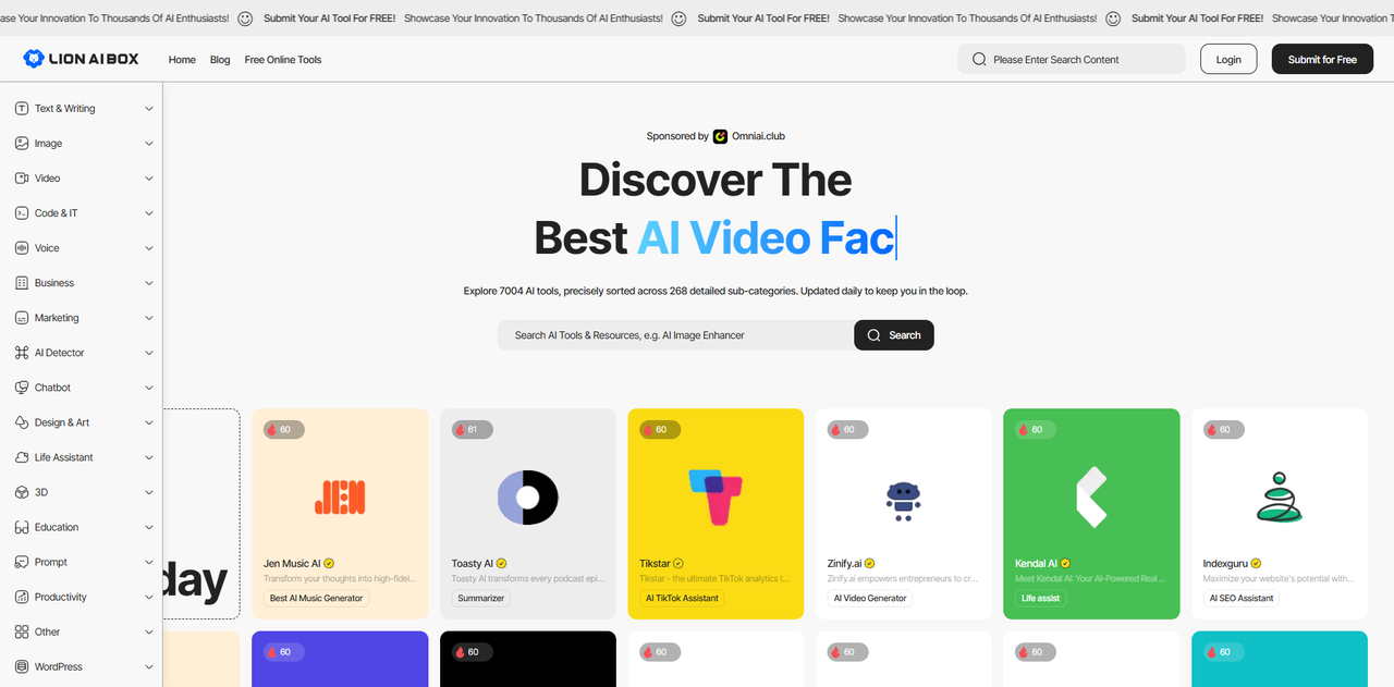 the home page and table of contents of lion ai box